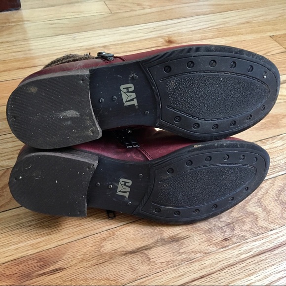 Burgundy and tweed ankle boots - Picture 5 of 7